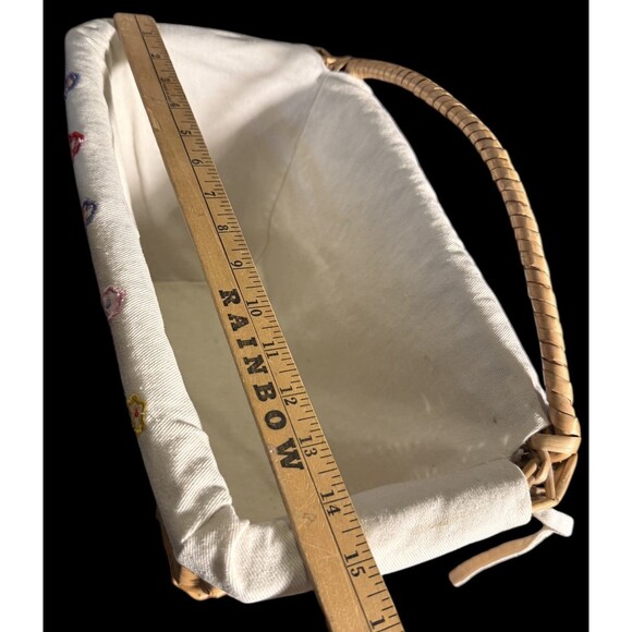 VTG Wicker Wall Hanging Rectangular Decorative Basket With Lining Cottage Core - Picture 2 of 9